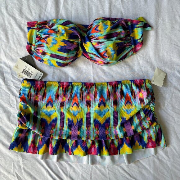 Kenneth Cole Reaction Swim 'N Sport 2 Piece Bikini Dreamer Multi Color S - Picture 1 of 8